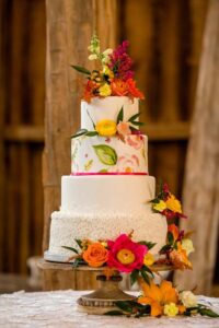 summer wedding cake with flowers